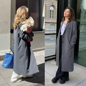 DJERF AVENUE Forever Long Blazer Coat in Grey Size XXL